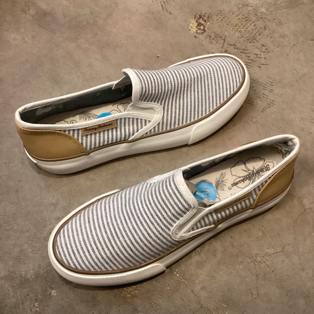 Tommy Bahama Canvas Platform Striped Slip On Sneakers Loafers Size 7.5 NEW - Picture 10 of 10